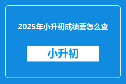 2025年小升初成绩要怎么查