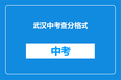 武汉中考查分格式