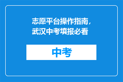 志愿平台操作指南，武汉中考填报必看