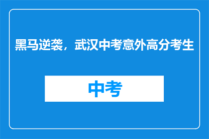 黑马逆袭，武汉中考意外高分考生