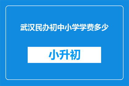 武汉民办初中小学学费多少