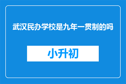 武汉民办学校是九年一贯制的吗