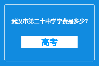 武汉市第二十中学学费是多少？