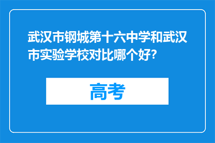 武汉市钢城第十六中学和武汉市实验学校对比哪个好？