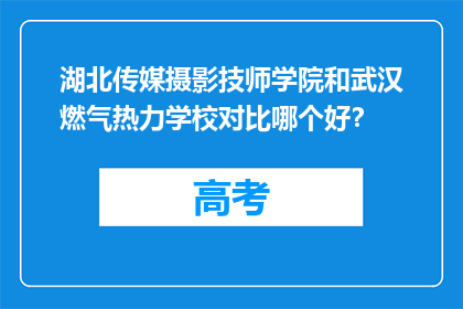 湖北传媒摄影技师学院和武汉燃气热力学校对比哪个好？