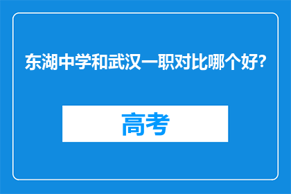 东湖中学和武汉一职对比哪个好？