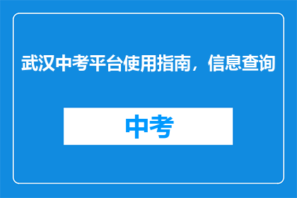 武汉中考平台使用指南，信息查询