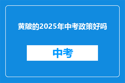 黄陂的2025年中考政策好吗