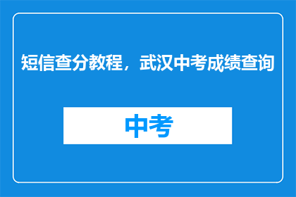 短信查分教程，武汉中考成绩查询