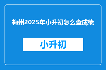 梅州2025年小升初怎么查成绩