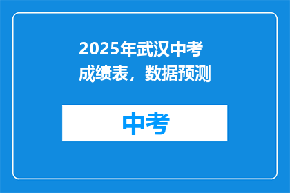 2025年武汉中考成绩表，数据预测
