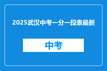 2025武汉中考一分一段表最新