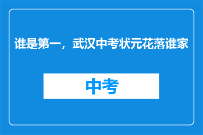 谁是第一，武汉中考状元花落谁家