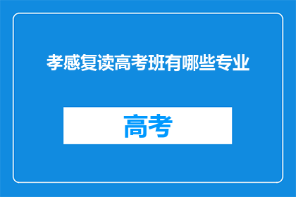 孝感复读高考班有哪些专业