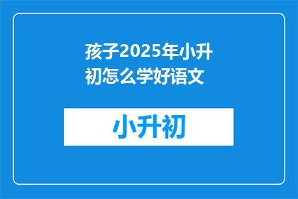 孩子2025年小升初怎么学好语文
