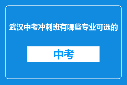 武汉中考冲刺班有哪些专业可选的