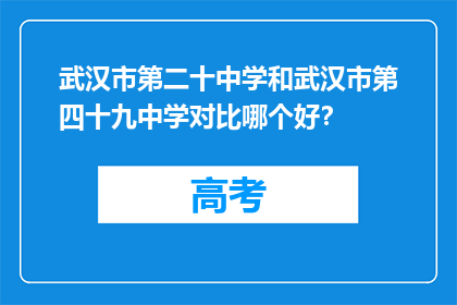 武汉市第二十中学和武汉市第四十九中学对比哪个好？