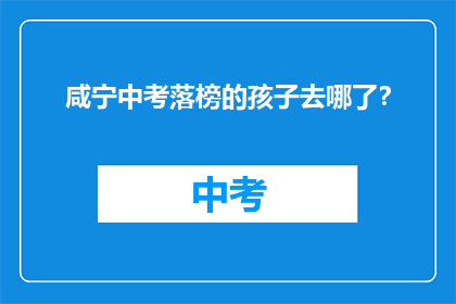 咸宁中考落榜的孩子去哪了？