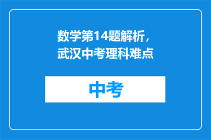 数学第14题解析，武汉中考理科难点