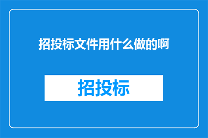 招投标文件用什么做的啊