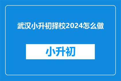 武汉小升初择校2024怎么做