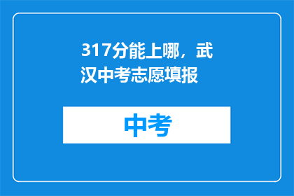 317分能上哪，武汉中考志愿填报
