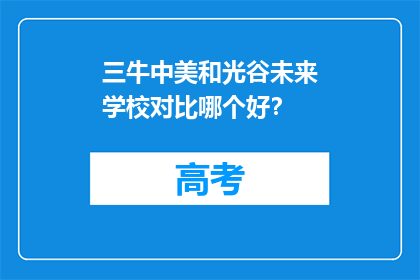 三牛中美和光谷未来学校对比哪个好？