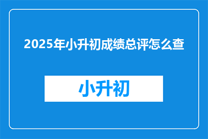 2025年小升初成绩总评怎么查