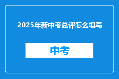 2025年新中考总评怎么填写