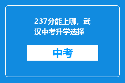 237分能上哪，武汉中考升学选择