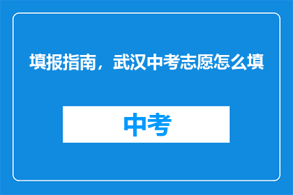 填报指南，武汉中考志愿怎么填