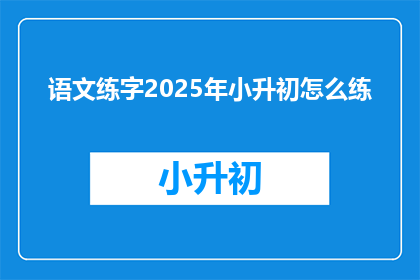 语文练字2025年小升初怎么练