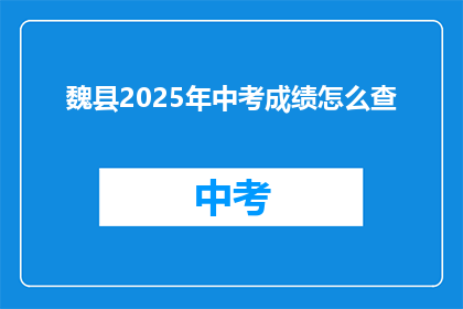 魏县2025年中考成绩怎么查