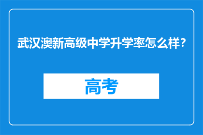 武汉澳新高级中学升学率怎么样？