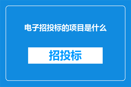 电子招投标的项目是什么