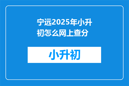 宁远2025年小升初怎么网上查分