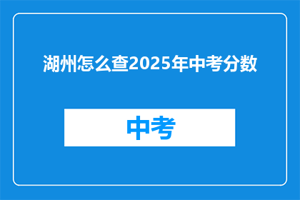 湖州怎么查2025年中考分数