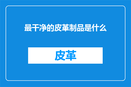 最干净的皮革制品是什么