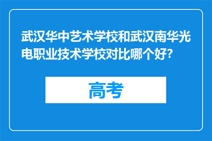 武汉华中艺术学校和武汉南华光电职业技术学校对比哪个好？