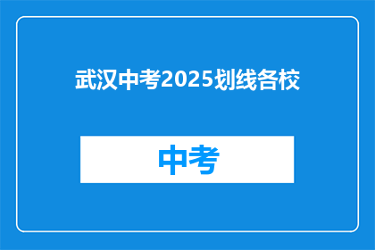 武汉中考2025划线各校