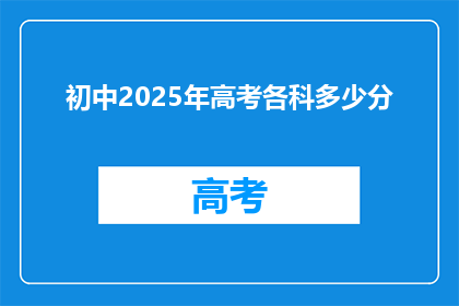 初中2025年高考各科多少分