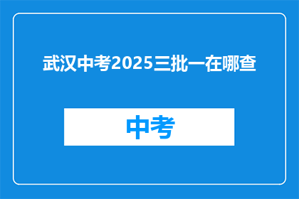 武汉中考2025三批一在哪查