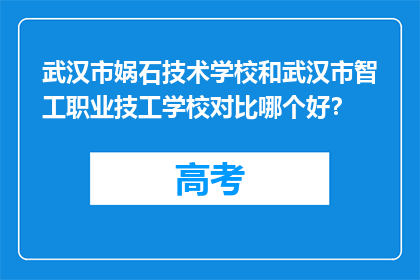武汉市娲石技术学校和武汉市智工职业技工学校对比哪个好？