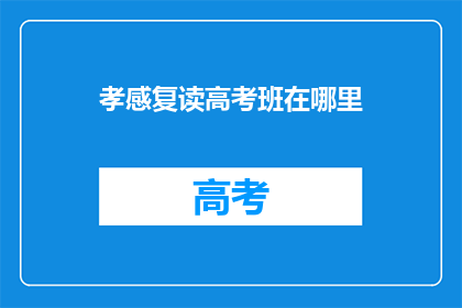 孝感复读高考班在哪里