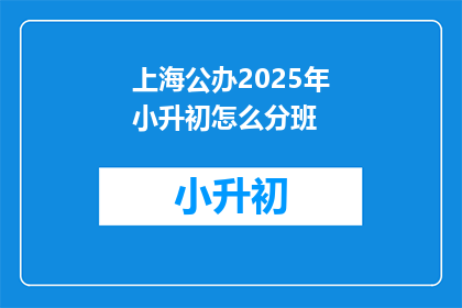 上海公办2025年小升初怎么分班