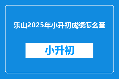 乐山2025年小升初成绩怎么查