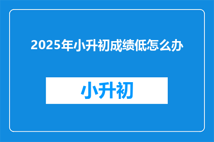 2025年小升初成绩低怎么办
