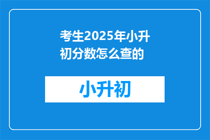 考生2025年小升初分数怎么查的