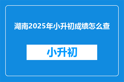湖南2025年小升初成绩怎么查