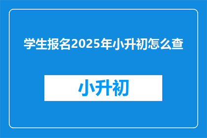 学生报名2025年小升初怎么查